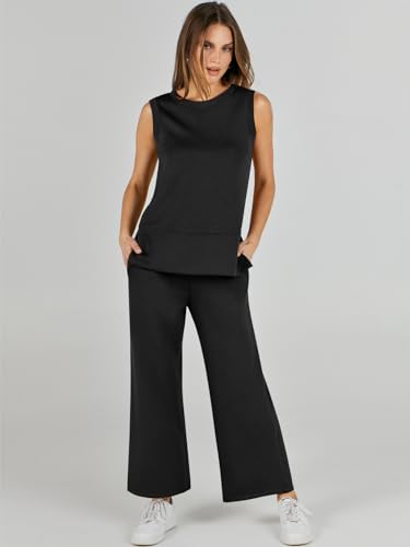 ANRABESS 2-Piece Travel Airport Outfits for Women - Large Black Set
