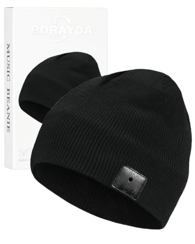 Borayda Bluetooth Beanie 18H HD Stereo, Built-in Mic, Black (Men/Women) Christmas Gift