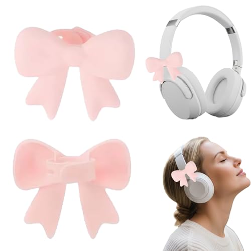 Silicone Bow Headphone Accessories - 3D Pink Bows for Headphones