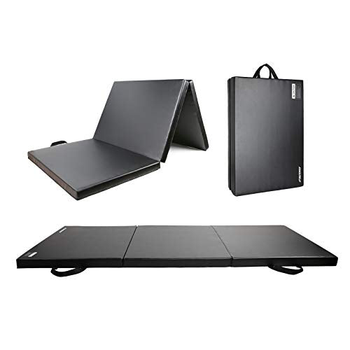 Folding Exercise Mat 2 Inch Thick - Black (3' x 6') | Gymnastics, Yoga, MMA