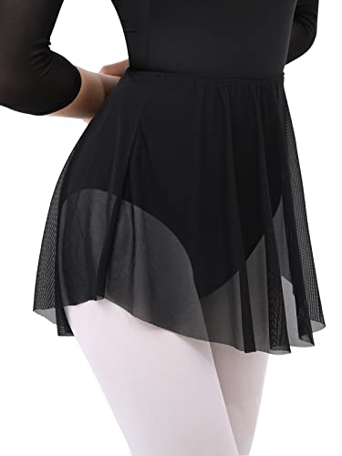 Gorchoc Toddler Ballet Wrap Skirt Medium Black Sheer Elastic Mesh Dance Skirt