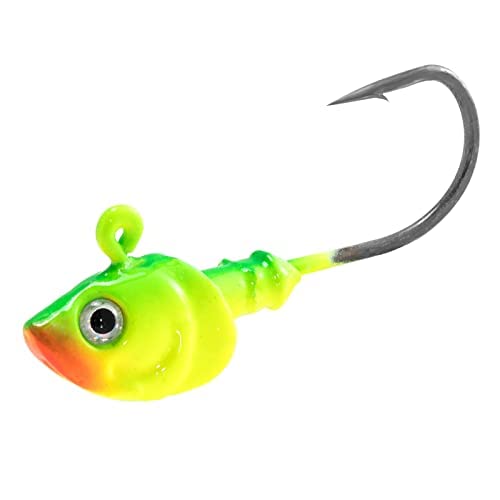 Dr.Fish 1oz Swimbait Jig Heads Firetiger – 3D Eyes, High Carbon Steel Hooks, Saltwater Surf Lures (10 Pack)
