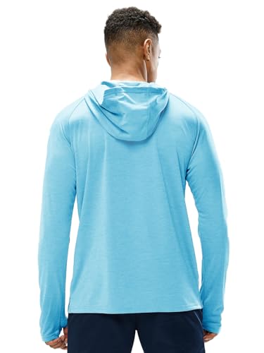 UPF 50+ Sun Hoodie for Men - Quick Dry, Lightweight, Sky Blue - X-Large