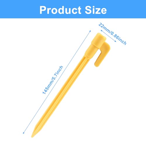 Plastic Tent Stakes - 24 Pack, 5.7 Inch, Yellow