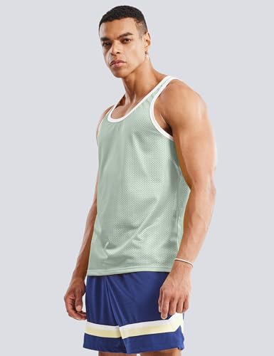 Men's Lightweight Mesh Gym Tank Top - Sleeveless Workout Shirt - Grey, X-Large