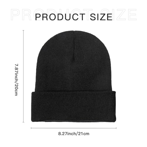 Custom Knit Beanie Hat - Personalized Cuffed Cap with Text - Pure Black