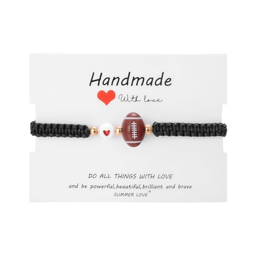 Dainty Adjustable Unisex Soccer Football Rugby Baseball Bracelet - B Rugby