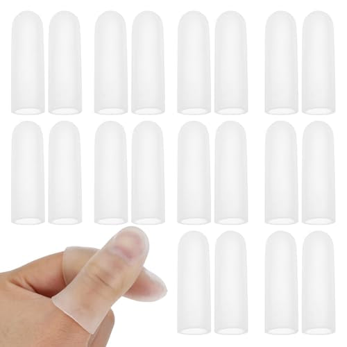 Silicone Gel Finger Cots - 20 Pcs Finger Protectors for Eczema & Arthritis - Clear, 10 Pairs