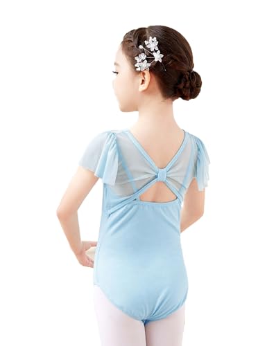 Flutter Sleeve Ballet Leotard for Toddler Girls - Blue, 7-8 Years