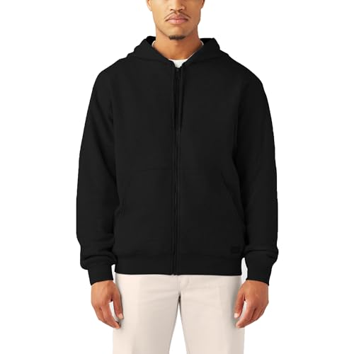 Dickies Mens Full Zip Thermal Lined Fleece Hoodie - Large Black