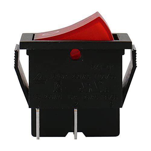 DPST Rocker Switch - 16A 250V 4-Pin Red LED Illuminated Snap-in Power Switch