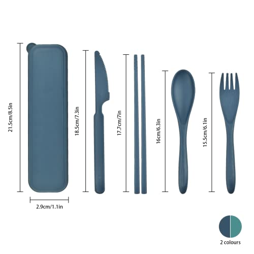 Reusable Travel Cutlery Set with Case - 2 Sets of Utensils