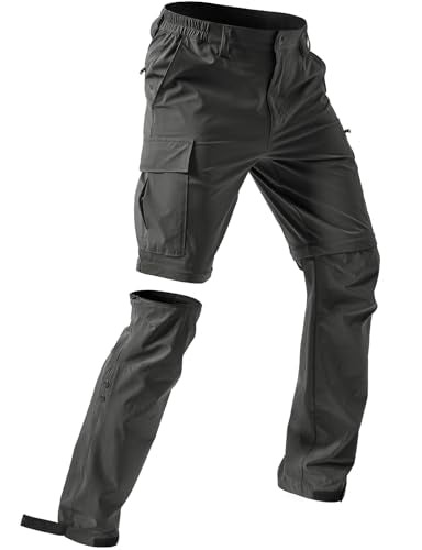 Moosehill Men's Convertible Quick-Dry Hiking Pants 34W x 32L Dark Grey