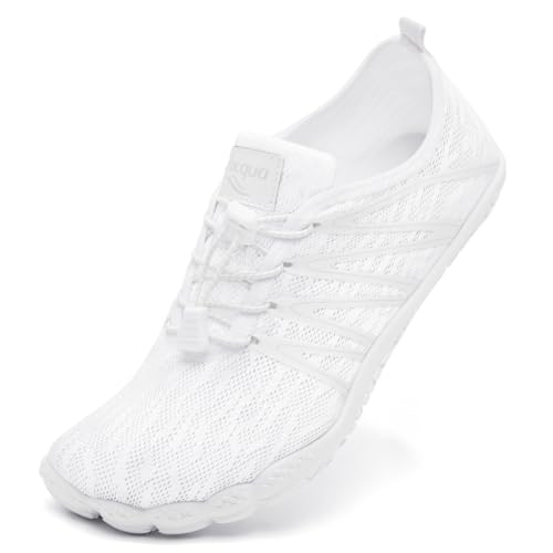Racqua Water Shoes for Men Women Quick-Dry Aqua Beach & Pool Footwear - White, Size 8 Women / 7 Men, Model Wz1117