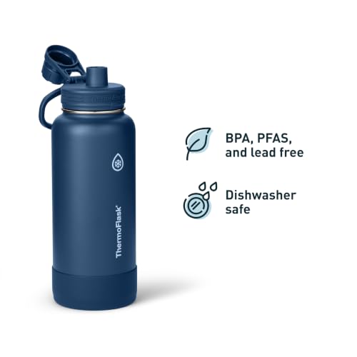 ThermoFlask 32 oz Navy Insulated Stainless Steel Water Bottle with Leakproof Spout Lid
