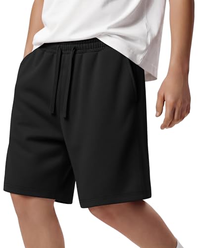 Boys Athletic Drawstring Shorts - Black, 11-12 Years