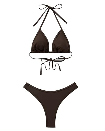 SUUKSESS Women's Cheeky Bikini Set Dark Brown 8-10 / 71 - Sexy Thong Swimsuit