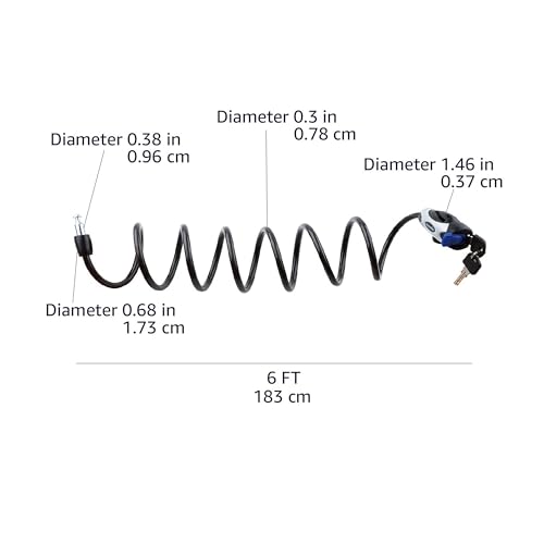 Weather Resistant Bike Security Cable Lock - 70 Inches, 8mm