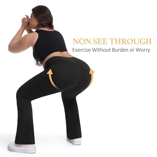 Women's Flare Leggings Yoga Pants with Pockets - 3 Pack, Large/Multi