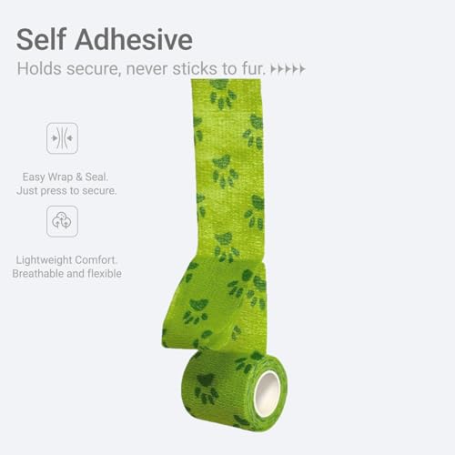 Self-Adhering Bandage Wrap for Dogs - 6 Rolls, 6 Colors