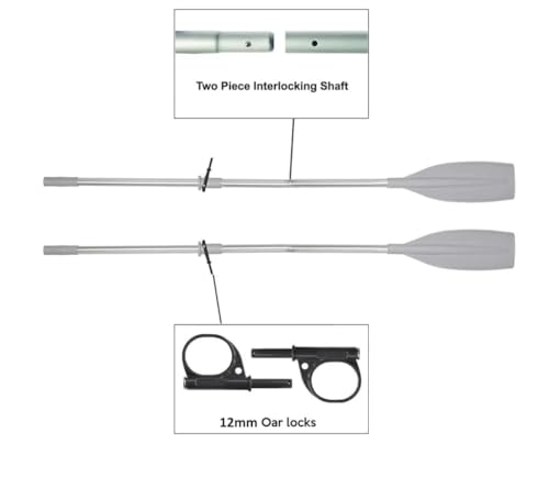 Lightweight Marine-Grade Aluminum Rowing Oars with Oar Stops - 2-Piece Design