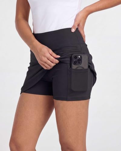 Women's 16-Inch High-Waisted Skorts with Built-In Shorts & Pockets - Set of 3, Large