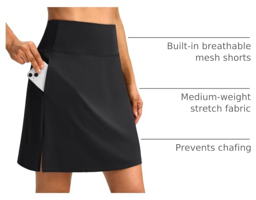18" High-Waisted Knee-Length Skorts with 3 Pockets for Women