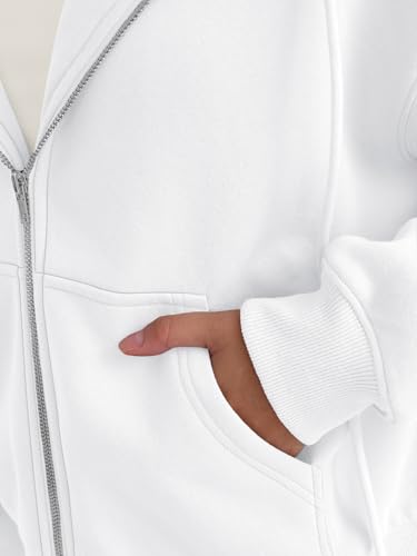 White Medium Trendy Queen Women's Cropped Zip-Up Hoodie Fall 2026