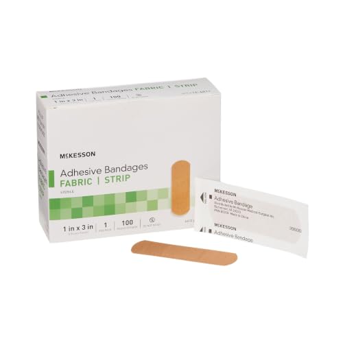Sterile Fabric Adhesive Bandages - Tan, 1 x 3 Inch, 100 Count