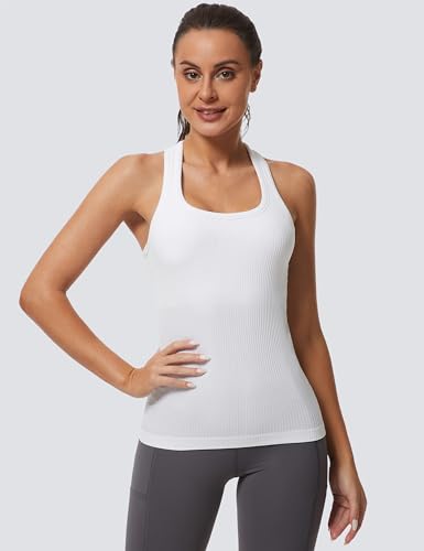 Seamless Workout Tank Top for Women - White, Small