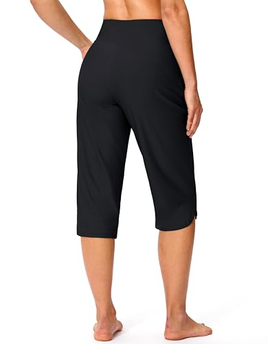 G Gradual 18'' Women's Swim Capri Pants with Pockets - Black, Large