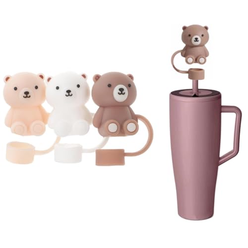 Bear Silicone Straw Tip Covers - 3 Pack for Brumate Tumblers