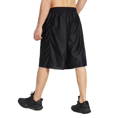 Urbciety Men's 12-Inch Big & Tall Basketball Shorts X-Large Black with Pockets & Drawstring