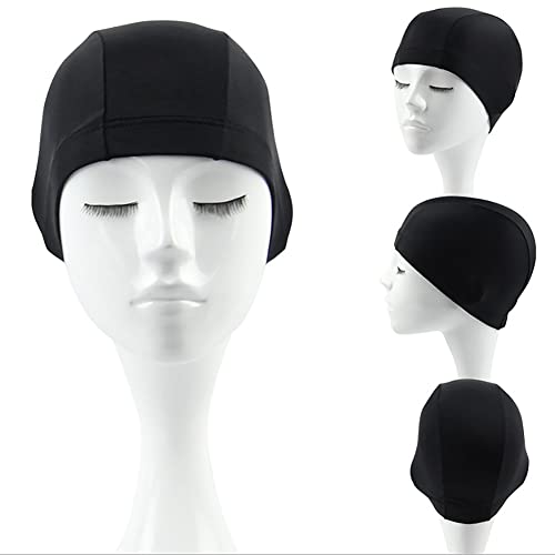 2 Pcs Unisex Polyester Swim Caps for Long Hair - Black & Pink