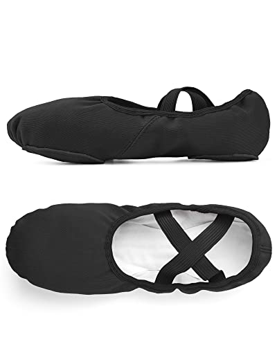 Stelle Women's Stretch Canvas Ballet Shoes Black 8 Split Sole