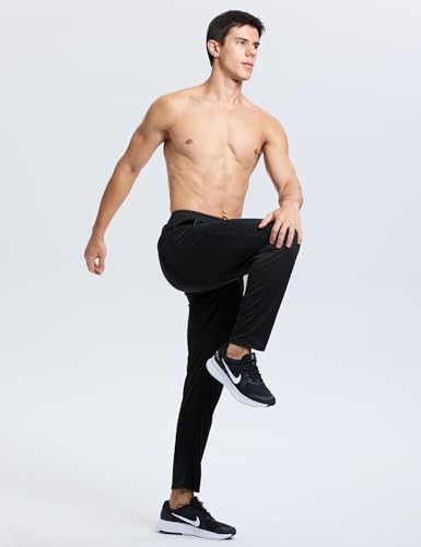 Men's Lightweight Joggers - Quick Dry Athletic Sweatpants with Pockets - Black, XX-Large