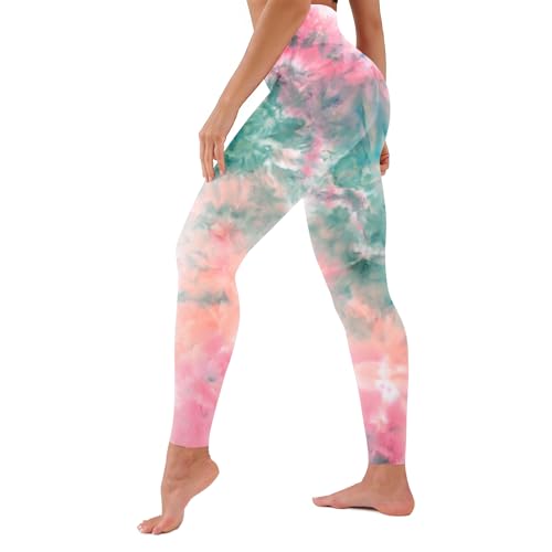 Buttery Soft High Waisted Capri Leggings for Women - Tummy Control, Plus Size - Full Length No Pockets - 34-yunwu Pink Green