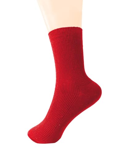 Women's Ribbed Knit Athletic Crew Socks - One Size Red