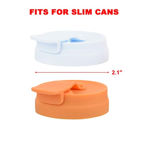 Silicone Slim Can Lids - Beverage Can Cover Protector Set - Blue & Orange