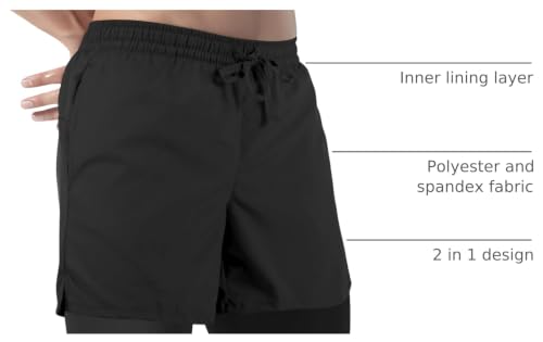 Tyzrdnac Men's 2 in 1 Athletic Quick Dry Shorts,Running
