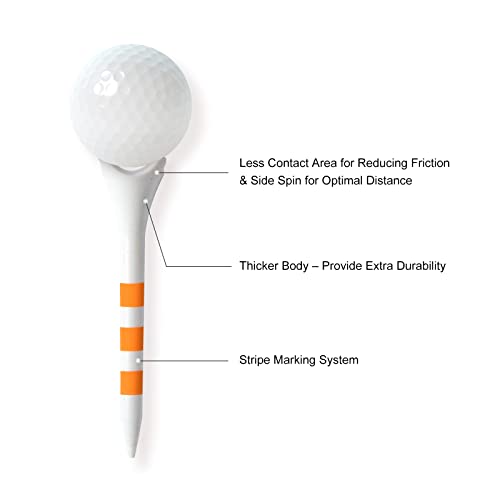 Plastic Golf Tees - 60 Pack, 2-3/4" Orange, Enhanced Durability