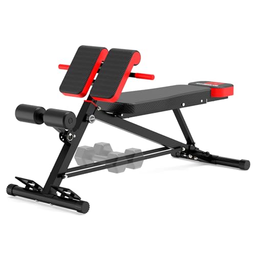Weight Bench with Roman Chair - 1000LBS Capacity, Adjustable, Black