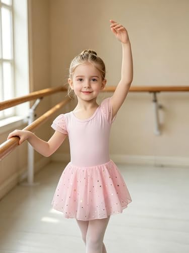 Toddler Girl Ballet Leotard Sparkly Dance Dress 4-5T Pink Outfit