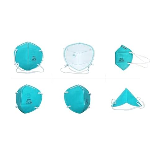 BYD Green Particulate Respirator Model DE2322 (Approval Number TC-84A-9315) 100 Pack (5-Box) w. Individually Wrapped,Breathable Disposable Foldable Safety Mask w. Head Strap & Nose Wire for Tight Fit