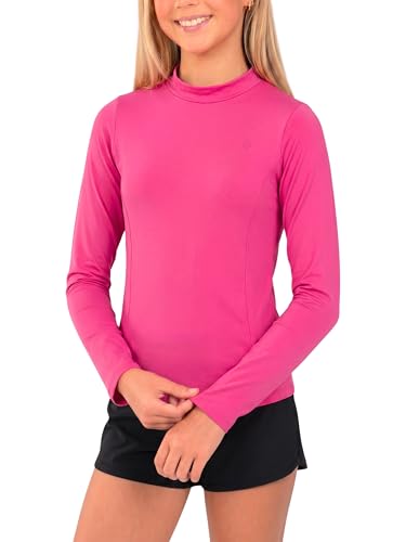 Girls Long Sleeve Rash Guard - UPF 50+ Swim Shirt, Fuchsia