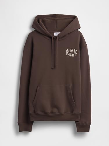 GAP Women's Hooded Logo Pullover Hoodie Large Brown New 1969