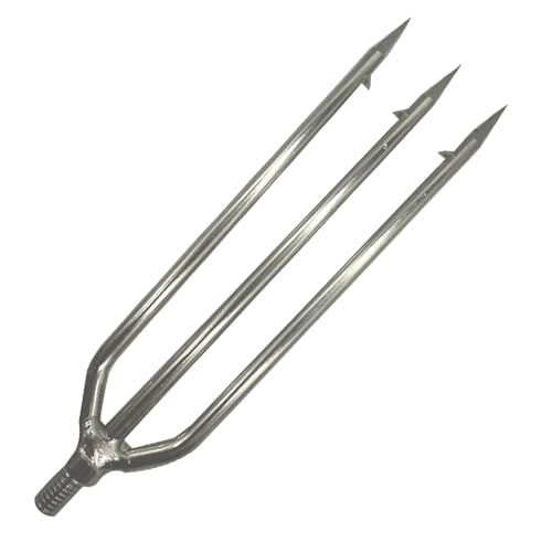 LkyRui 2PCS 6mm Thick 3-Prong Stainless Steel Fishing Harpoon for Fish & Frog Hunting
