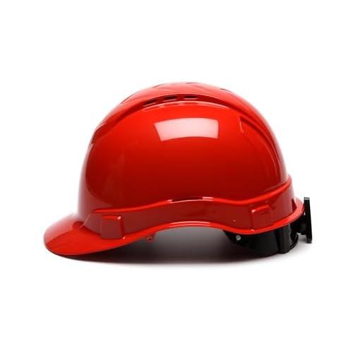 Pyramex Ridgeline Cap Style Hard Hat 4 Point Ratchet Vented Red