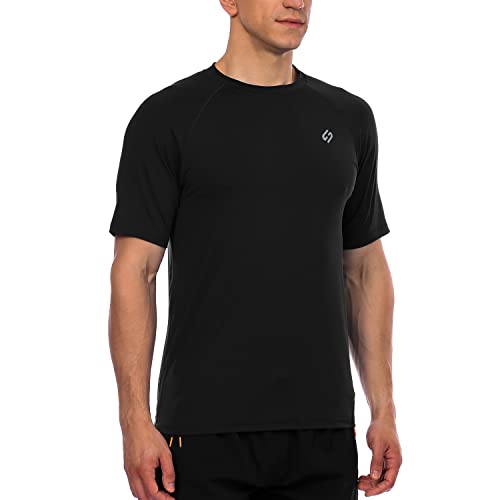 HODOSPORTS Men's Quick Dry Black Swim Shirt UPF 50+ Rash Guard Medium