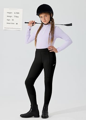 Girl's Riding Pants - Black - 4-Way Stretch Equestrian Breeches